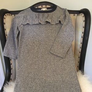 Girls Long Sleeve Crewcuts Ruffle Trim Dress.